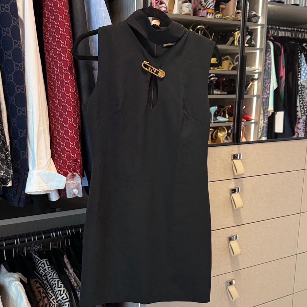 Beautiful Black Sleeveless Mini Dress with Gold Accent